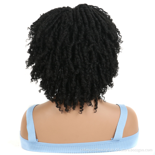 Dreadlock Wig Braid Twist Black Brown Short Curly Heat Resistant Fiber Synthetic Daily Party Replacement for Women